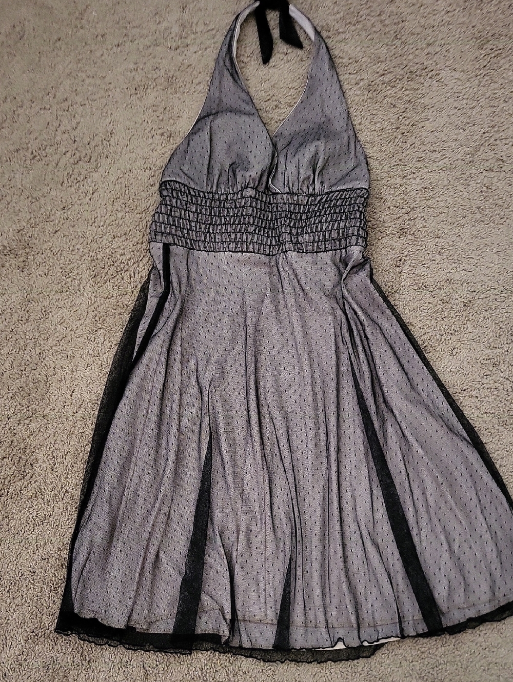 Not Rated Black and Gray Halter Backless Fit-and-Flare Dress